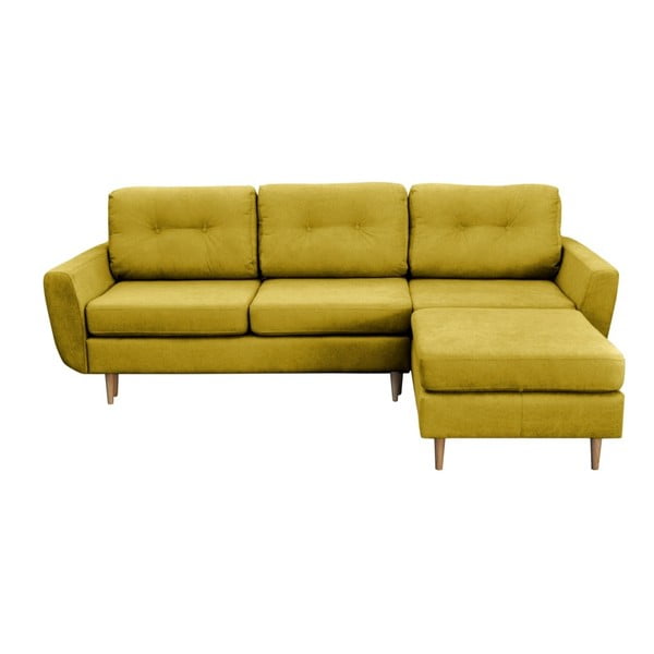 Senf žuti kauč na razvlačenje sa svijetlim nogama Mazzini Sofas Tulipe, desni kut