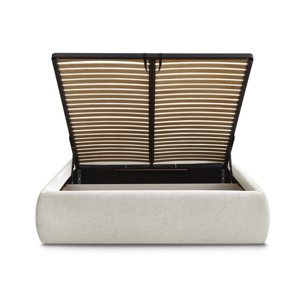 Bež tapecirani bračni krevet s prostorom za odlaganje/bez uzglavlja s podnicom 160x200 cm Inera – Bobochic Paris-image-4