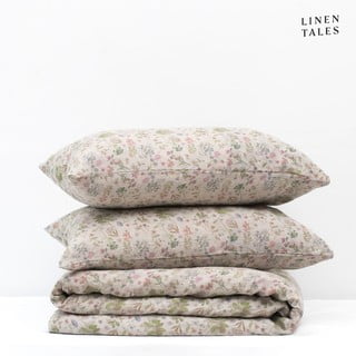 Lanena posteljina za krevet za jednu osobu u prirodnoj boji 140x200 cm Botany 2 – Linen Tales