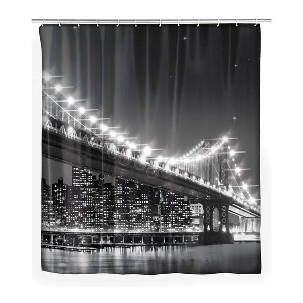 Siva zavjesa za tuš Wenko Led Brooklyn Bridge, 180 x 200 cm