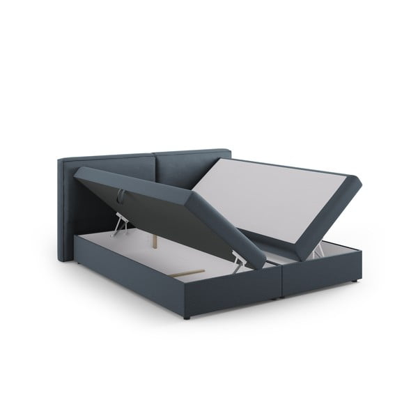 Plavi boxspring krevet s prostorom za odlaganje 160x200 cm Arendal – Cosmopolitan Design-image-3