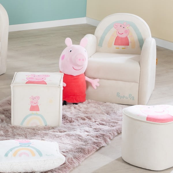 Bijela baršunasti dječja fotelja Peppa Pig – Roba-image-4