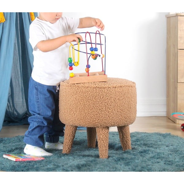 Smeđi dječji tabure od bouclé tkanine Moouv – Artie-image-4