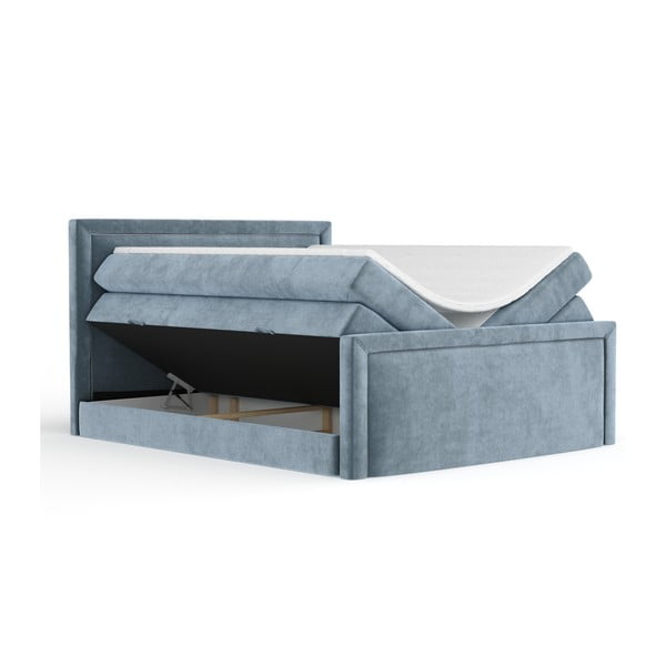 Plavi boxspring krevet s prostorom za odlaganje 160x200 cm Lavenda – Maison de Rêve-image-3