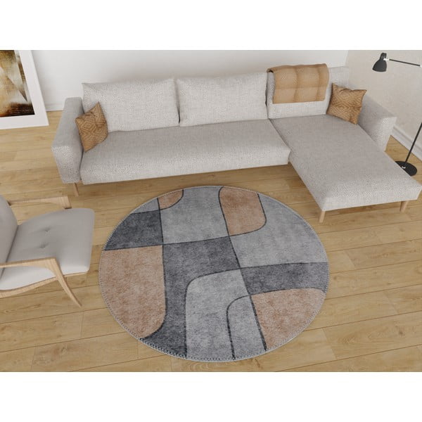 Sivi perivi okrugli tepih ø 120 cm Yuvarlak – Vitaus-image-1