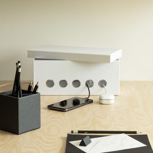 Bijeli kartonski uredski organizator za kablove Cordy Paper Laminate – Bigso-image-1