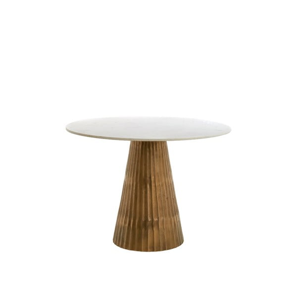 Bijeli/u brončanoj boji okrugli blagovaonski stol s pločom stola u mramornom dekoru ø 100 cm Leyda – Light & Living-image-4