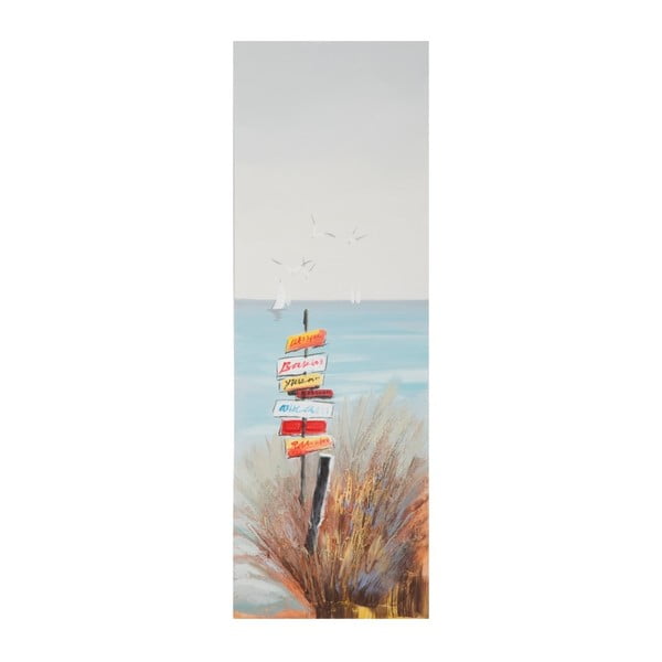 Ručno oslikana slika u okviru od borovine Mauro Ferretti Beach Putokaz, 30 x 90 cm
