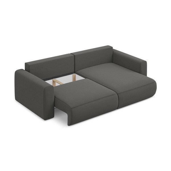 Tamno siva baršunasti sklopiva/s prostorom za odlaganje kutna garnitura (s desnim kutom/s ležaljkom) Kapua – Makamii-image-3