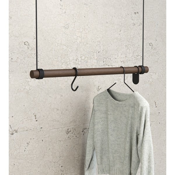 Smeđa zidna vješalica od punog hrasta 80 cm Swing M – LIND DNA-image-1