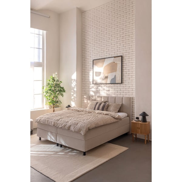Bež boxspring krevet s prostorom za odlaganje 180x200 cm Elva Bold Line – Bonami Selection-image-1