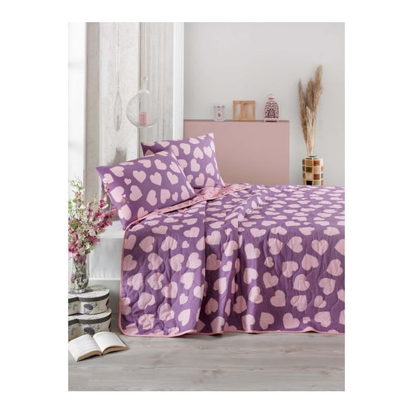 Prošiveni prekrivač za bračni krevet s jastučnicama Pari, 200 x 220 cm