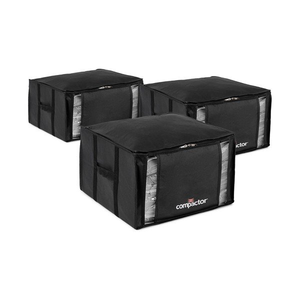 Crne vakuumske plastične kutije za pohranu u setu  3 kom 42x40x25 cm Black Edition – Compactor-image-2
