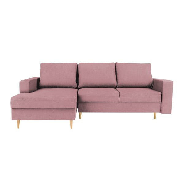 Ružičasti kutni kauč na razvlačenje s ležaljkom na lijevoj strani Mazzini Sofas Iris