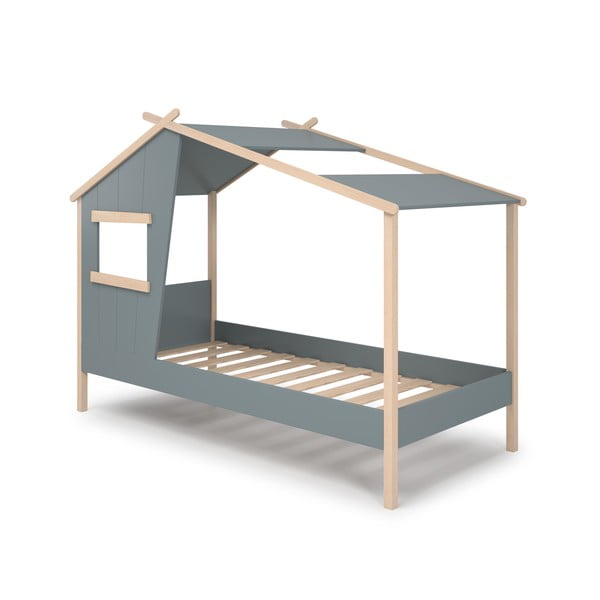 Dječji krevet prljavo zeleni od masivnog bora u obliku kućice s podnicom 90x190 cm Luba – Marckeric-image-3