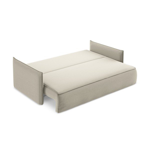 Bež baršunasti sklopiva/s prostorom za odlaganje sofa 225 cm Hula – Makamii-image-4