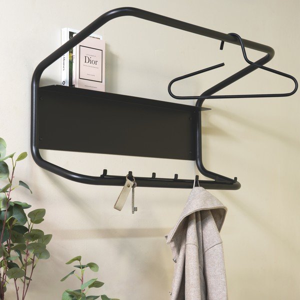 Crna željezna zidna vješalica 80 cm Flux – Spinder Design-image-1