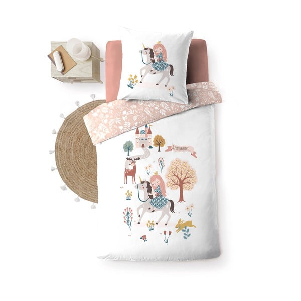 Bijela/ružičasta pamučna dječja posteljina za krevet za jednu osobu 140x200 cm Lilibelle – douceur d'intérieur-image-4