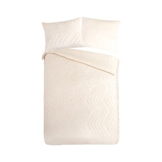 Krem posteljina za krevet za jednu osobu/za produženi krevet od mikrovlakana 140x220 cm Pure Zigzag – Good Morning