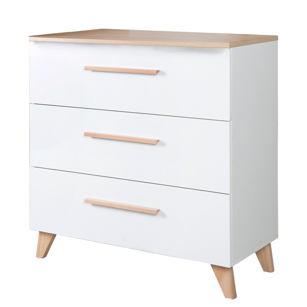 Bijela dječja komoda u dekoru hrasta s promjenjivim stolom 88,5x99x76 cm Léon – Roba-image-4