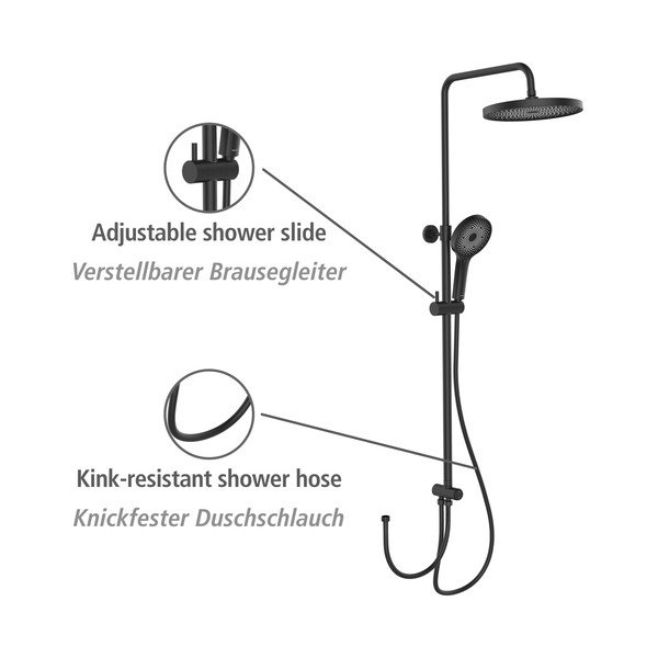 Crni tuš set od nehrđajućeg čelika 120 cm Soft Water - Wenko-image-4