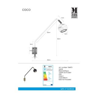 Crna zidna svjetiljka Markslöjd Coco