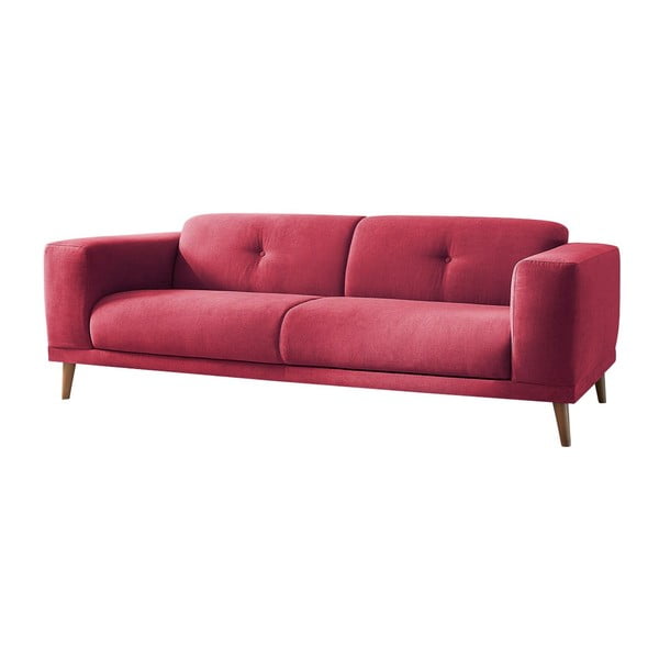 Crvena sofa s podnožjem Bobochic Paris Luna-image-3