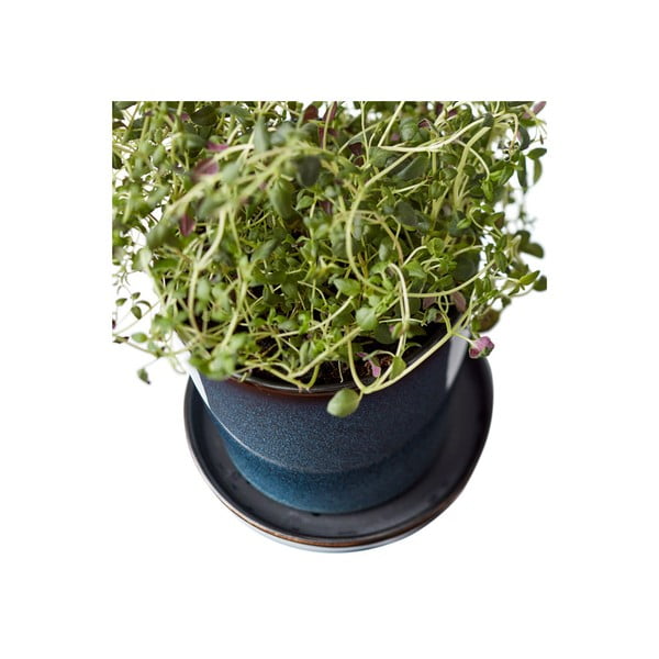 Ukrasna tegla za cvijeće od kamenine ø 10 cm Gastro Dark Blue/Black – Bitz-image-2