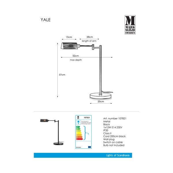 Crna stolna svjetiljka Markslöjd Yale Table Black-image-2
