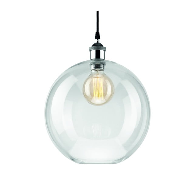 Crna viseća svjetiljka sa staklenim sjenilom ø 30 cm Silvia – LAMKUR-image-1