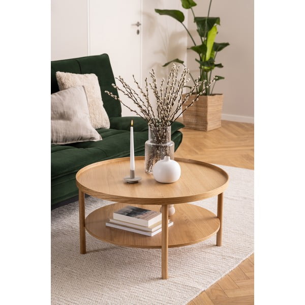 Okrugao stolić za kavu u dekoru hrasta u prirodnoj boji ø 80 cm Banbury – Actona-image-2