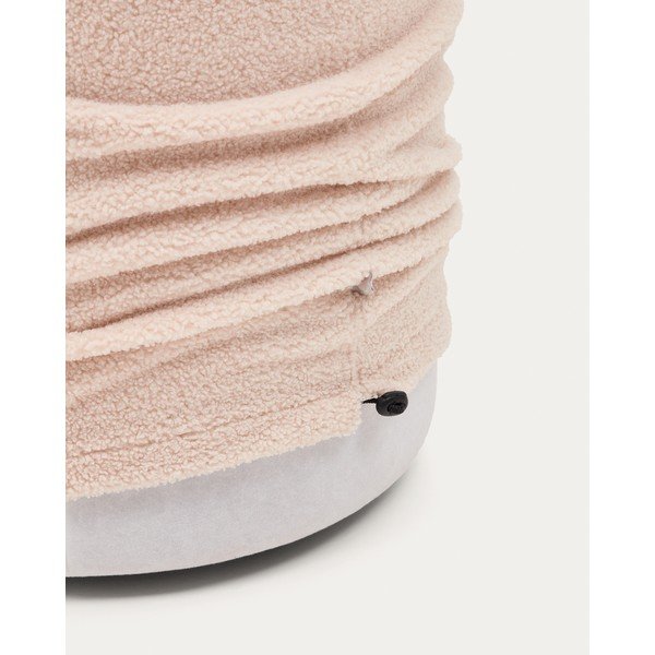 Svijetlo ružičasti tabure od bouclé tkanine Kaeli – Kave Home-image-2
