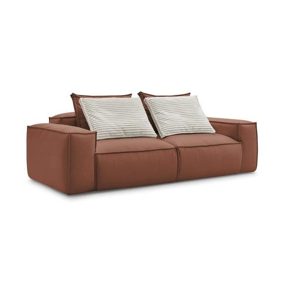Tamno smeđa sofa od imitacije kože 260 cm Boheme – Bobochic Paris-image-4