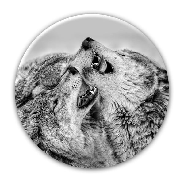 Zidni ukras Styler Glas Ringart Wolves, ø 70 cm