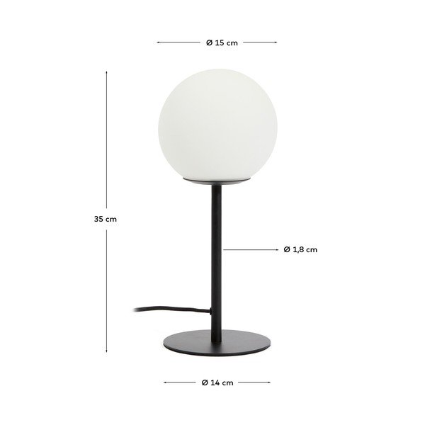 Bijela/crna stolna lampa sa staklenim sjenilom (visina 35 cm) Brisia – Kave Home-image-4