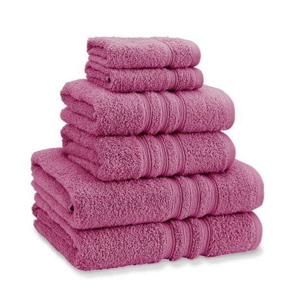 Tamno ružičasti pamučni set ručnika 6 kom od frotira Zero Twist – Catherine Lansfield