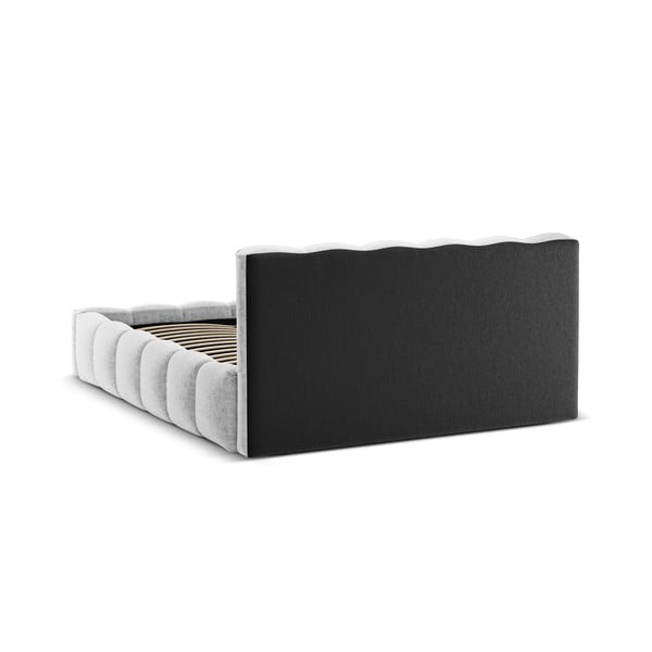 Svijetlo sivi tapecirani bračni krevet s prostorom za pohranu s podnicom 180x200 cm Lupine – Micadoni Home-image-4