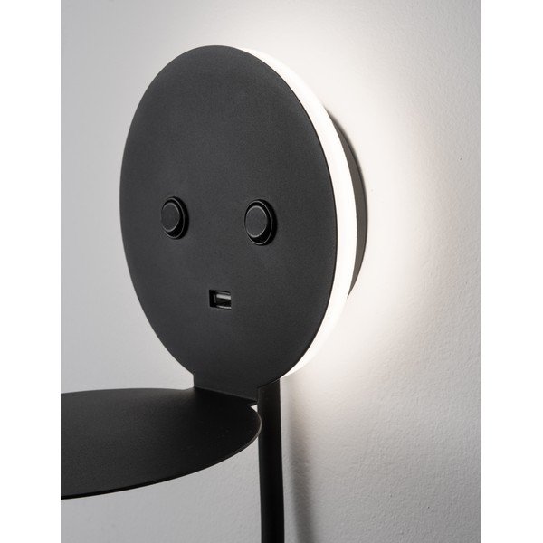 Crna LED zidna lampa aluminijska sa savitljivom konstrukcijom/s USB priključkom Eclip – Nova Luce-image-2