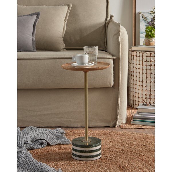 Okrugli stolić od mangovog drveta La Forma Lleyton, visine 25 cm-image-3