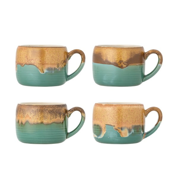 Zelene/smeđe šalice u setu 4 kom od kamenine 400 ml Sheen – Bloomingville