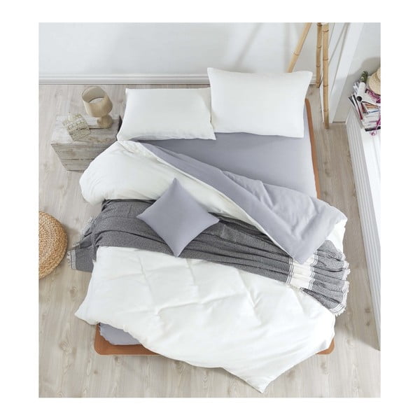 Set posteljine s plahtom za bračni krevet Iris, 200 x 220 cm
