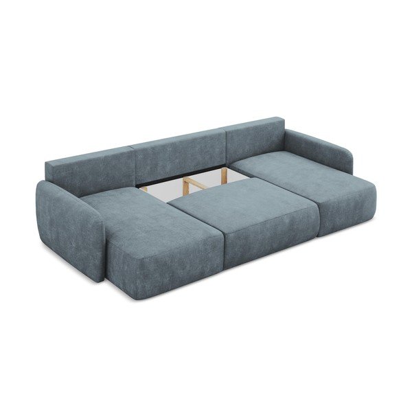 Prljavo plava sklopiva/s prostorom za pohranu kutna garnitura od šenila (u obliku slova "U") Lilo – Makamii-image-3