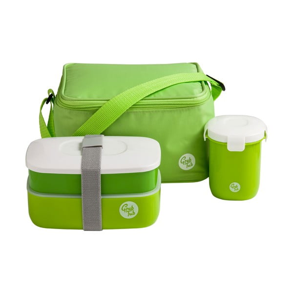 Set zelena kutija za objed, šalica i torba Premier Housewares Grub Kada, 21 x 13 cm