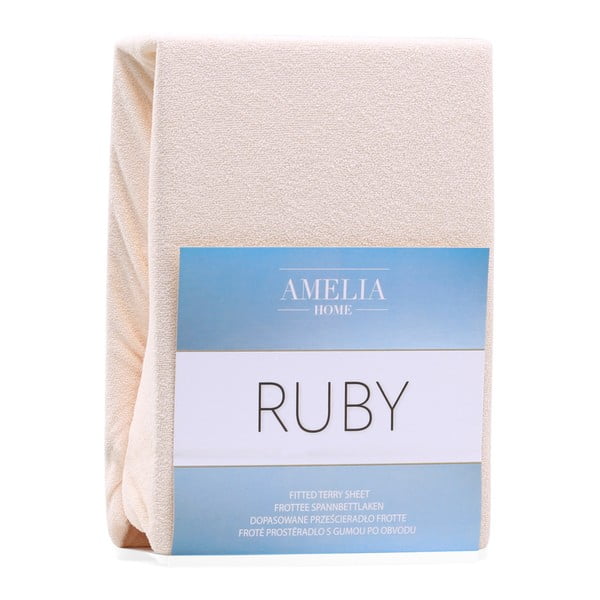 Bež plahta s gumom od frotira 240x220 cm Ruby – Restilo-image-2