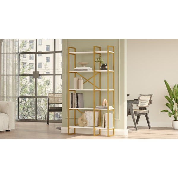 Bijelo-zlatna polica 87,5x175 cm Monica - Kalune Design-image-3