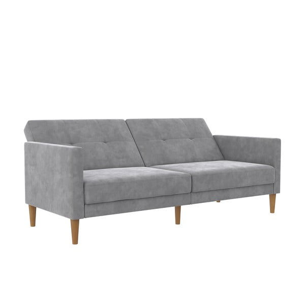 Svijetlo siva baršunasti sklopiva sofa 207 cm Lilly – Støraa-image-1