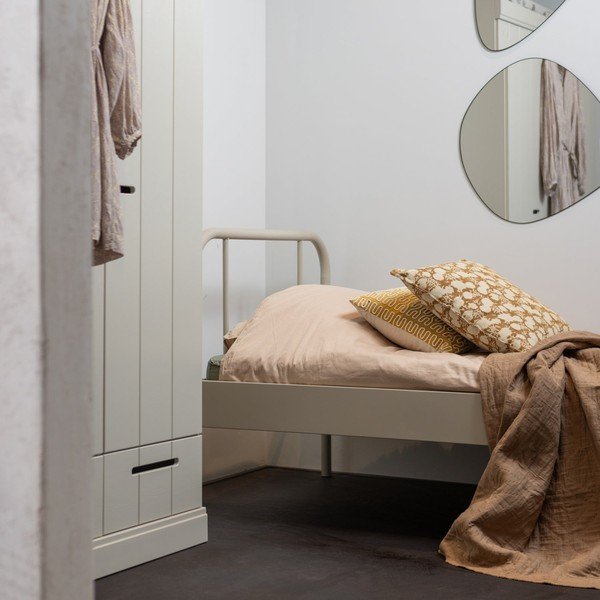 Bež metalni krevet s podnicom 90x200 cm Mata – WOOOD-image-1