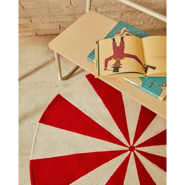 Crveni/bijeli dječji tepih od mješavine pamuka ø100 cm Wirla – Kave Home-image-1