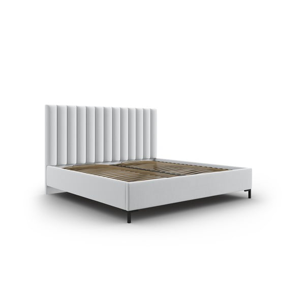 Svijetlo sivi tapecirani bračni krevet s prostorom za pohranu s podnicom 180x200 cm Casey – Mazzini Beds
