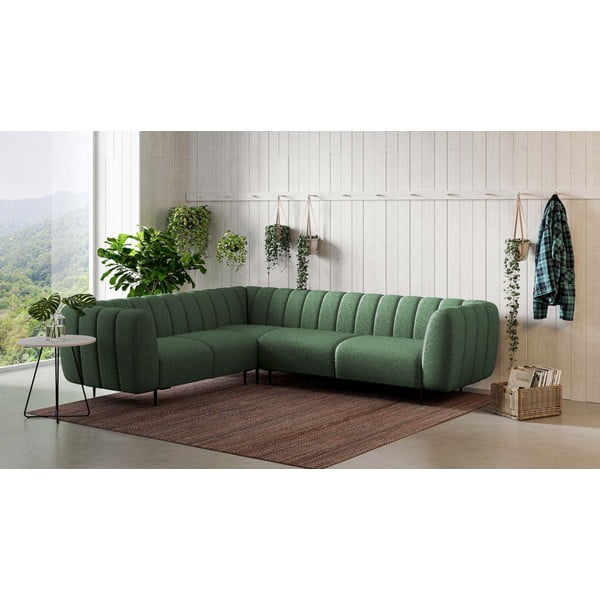 Tamno zelena kutna garnitura (s lijevim kutom/u obliku slova L) Shel – Ghado-image-1